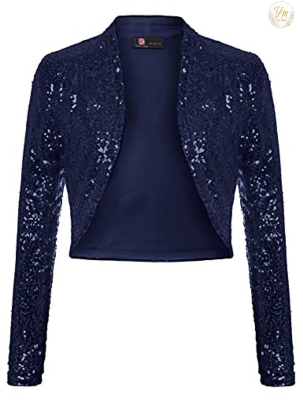 Sequin Shrug Long Sleeve Open Front Cropped Bolero Jacket Women's Sparkly